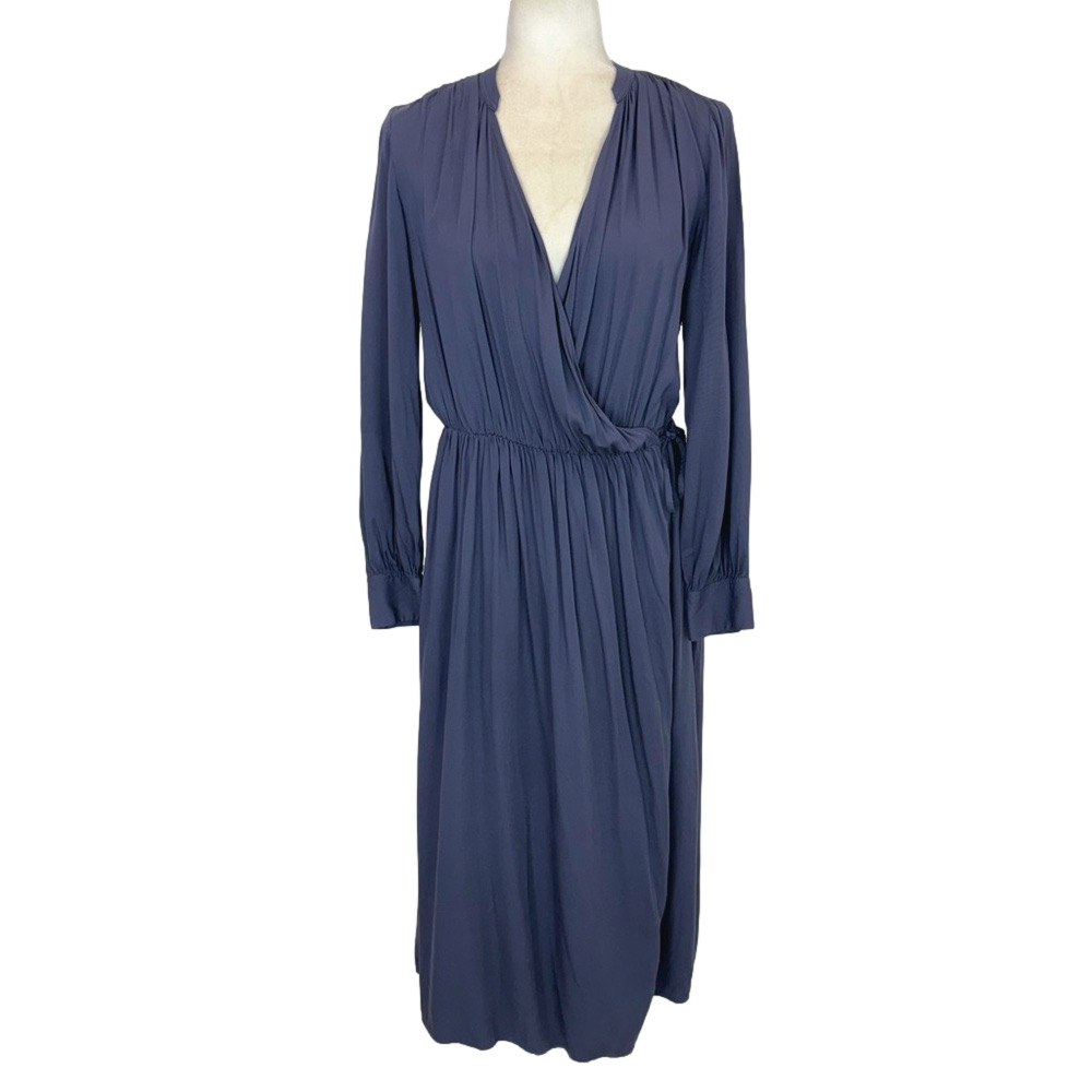 Uniqlo navy maxi wrap dress